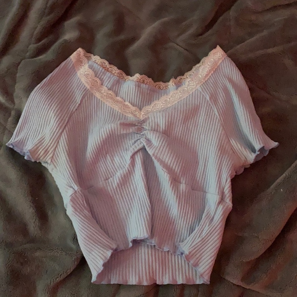 Baby blue laced crop top